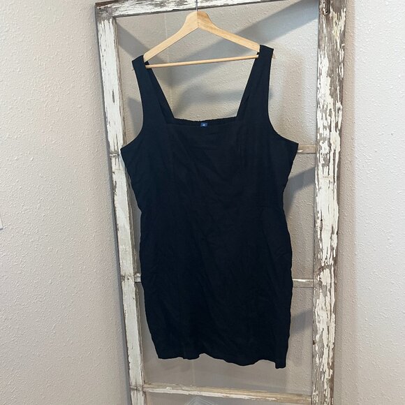 Linen like Black Square Neck Mini Dress XXL Tall Old Navy - Picture 1 of 3